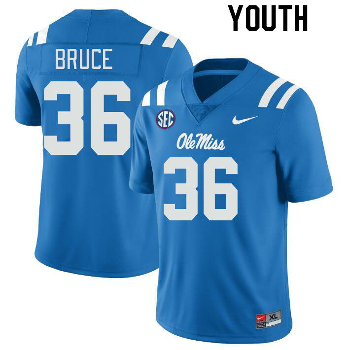 Youth #36 Zamari Bruce Ole Miss Rebels College Football Jerseys Stitched-Power Blue